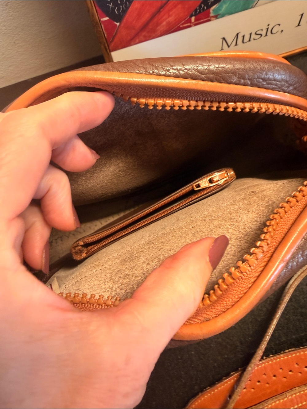 Brown & Tan Leather Crossbody Camera Bag - Picture 11 of 14
